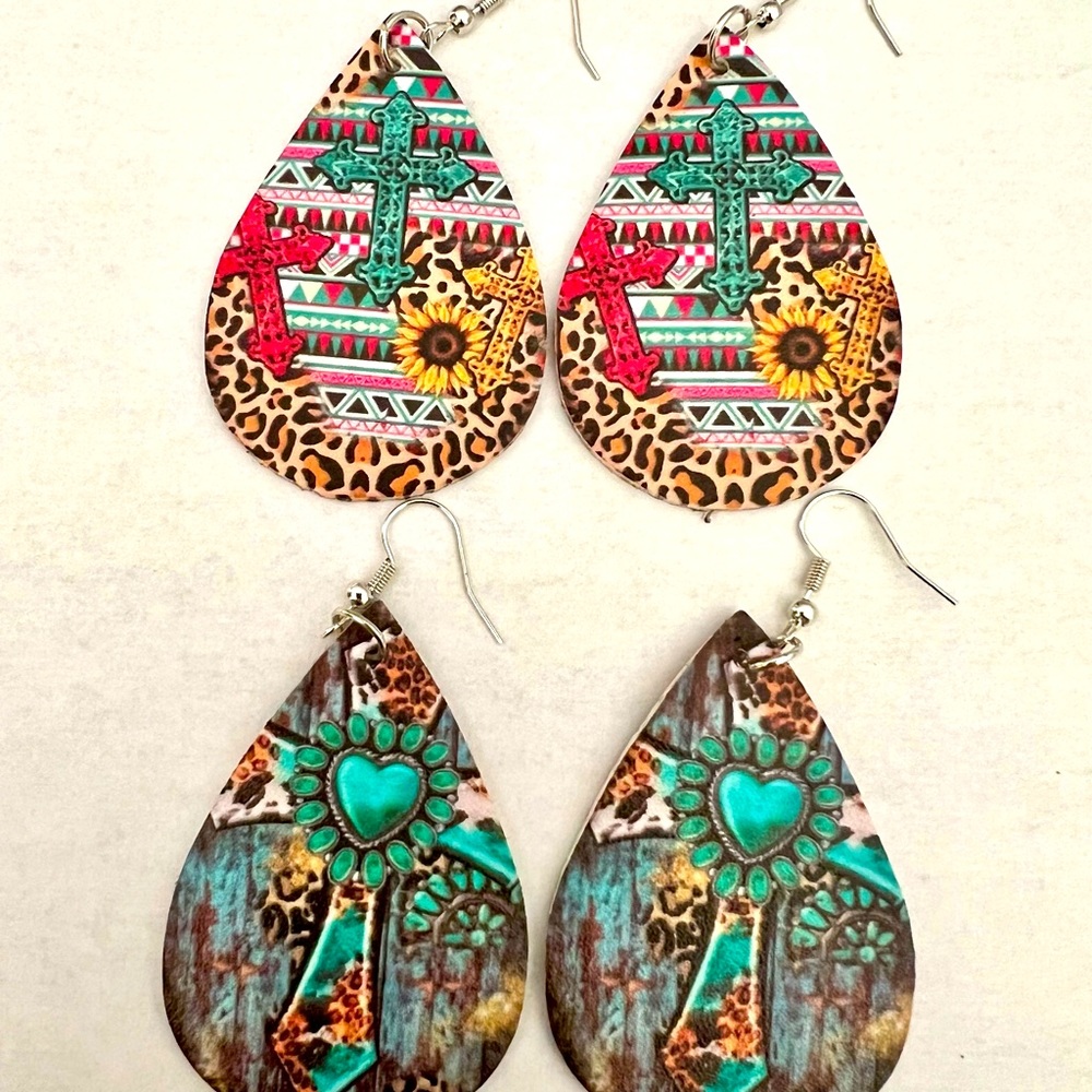 Delicate and colorful cross earrings